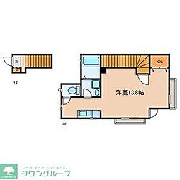 イーストビレッジ 2階ワンルームの間取り
