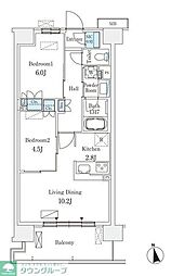スカイグランデ津田沼 5階2LDKの間取り