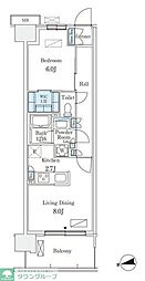 スカイグランデ津田沼 2階1LDKの間取り