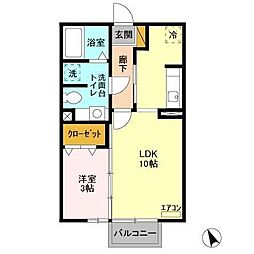 ミザール 1階1LDKの間取り