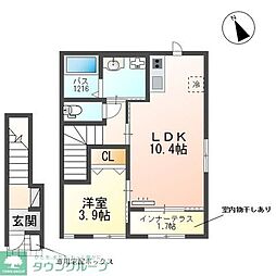 ソラナ 2階1LDKの間取り