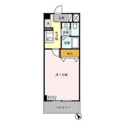 メゾンフルール 3階1Kの間取り