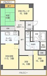 幕張ハウス 2階4LDKの間取り