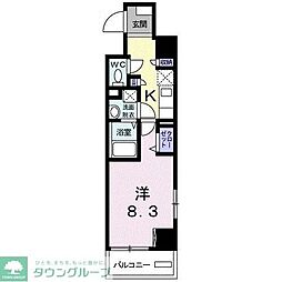 ホワイトマーベル 8階1Kの間取り