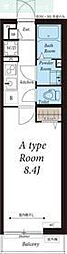 リブリ・クレア 2階1Kの間取り