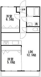 グランピリエ 3階2LDKの間取り