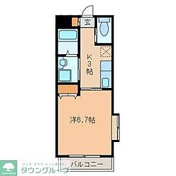メゾンフォー 3階1Kの間取り