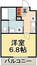 フナバシハウス 1階1Kの間取り