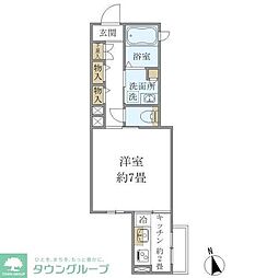 フォルス21 3階1Kの間取り