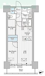 パークアクシス市川 12階2LDKの間取り