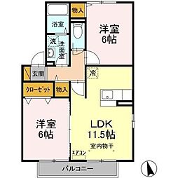 ソレーユ津田沼 2LDKの間取図画像
