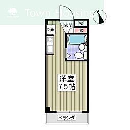 トミーハイツ ワンルームの間取図画像