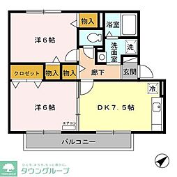 グランドソレーユ 2DKの間取図画像