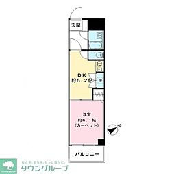 ライオンズマンション船橋南 1DKの間取図画像