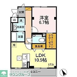 ロイヤルパレス市川 1LDKの間取図画像