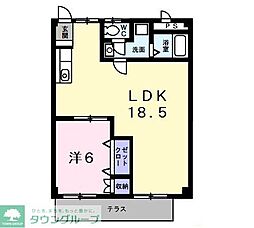 パールハイムさくま 1LDKの間取図画像