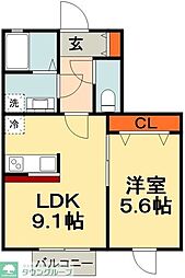 ヴィルヌーヴ西船橋5号館 1LDKの間取図画像