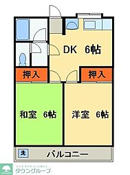ツカサハイツ 2DKの間取図画像