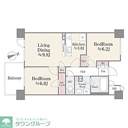 ベルヴュコート津田沼 2LDKの間取図画像