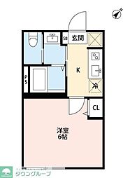 Contel湊町 1Kの間取図画像