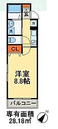 レ・ソール西船橋 1Kの間取図画像