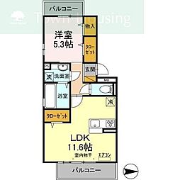 アルシュTOWA 1LDKの間取図画像