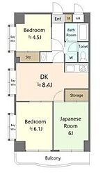 ハイブリッジソシア 3DKの間取図画像