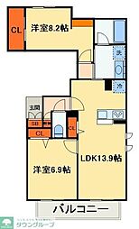 メビウス8 2LDKの間取図画像