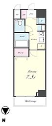 フルーラン船橋 1Kの間取図画像