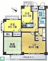 スカイヒルズ丸山B棟 3LDKの間取図画像