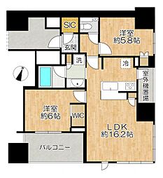 ザ・パークハウス梅田タワー 2LDKの間取図画像