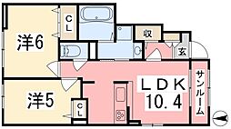 クールス 2LDKの間取図画像