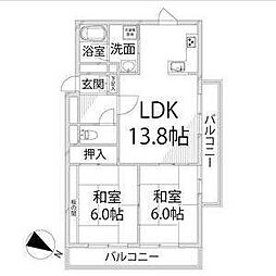 エスティ・クロダ 2LDKの間取図画像