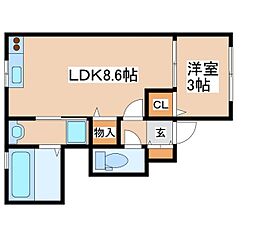 Brise HIMEJI HIGASHI 1LDKの間取図画像