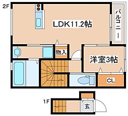 Brise HIMEJI HIGASHI 1LDKの間取図画像