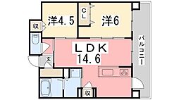 姫路ザ・レジデンス 2LDKの間取図画像