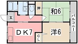 シャトレ手柄 2DKの間取図画像