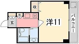 飾磨中村コーポ 1Kの間取図画像