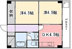 飾磨中村コーポ 2DKの間取図画像