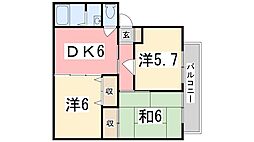 サンビレッジ北条C棟 3DKの間取図画像