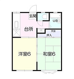 ジュビロ掛川 2DKの間取図画像
