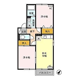 チェリー・ハウス 2DKの間取図画像