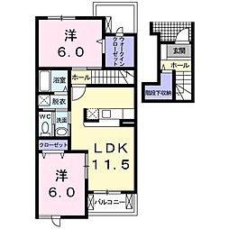 ルミエール天神 2LDKの間取図画像