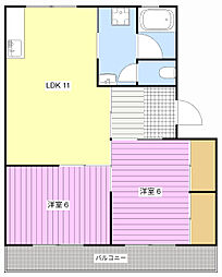 レジデンス榛葉 2LDKの間取図画像