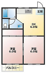 アーバンハイツ1 2DKの間取図画像