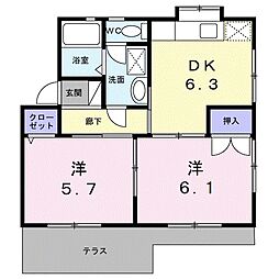 フレスコル山本 2DKの間取図画像