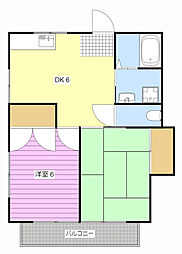 ハイツクレマツ2 2DKの間取図画像