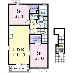 フレーズB 2LDKの間取図画像