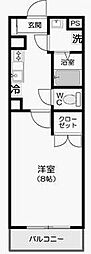 LaMer天白 1Kの間取図画像