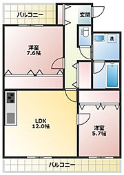 ECRIN2 2LDKの間取図画像